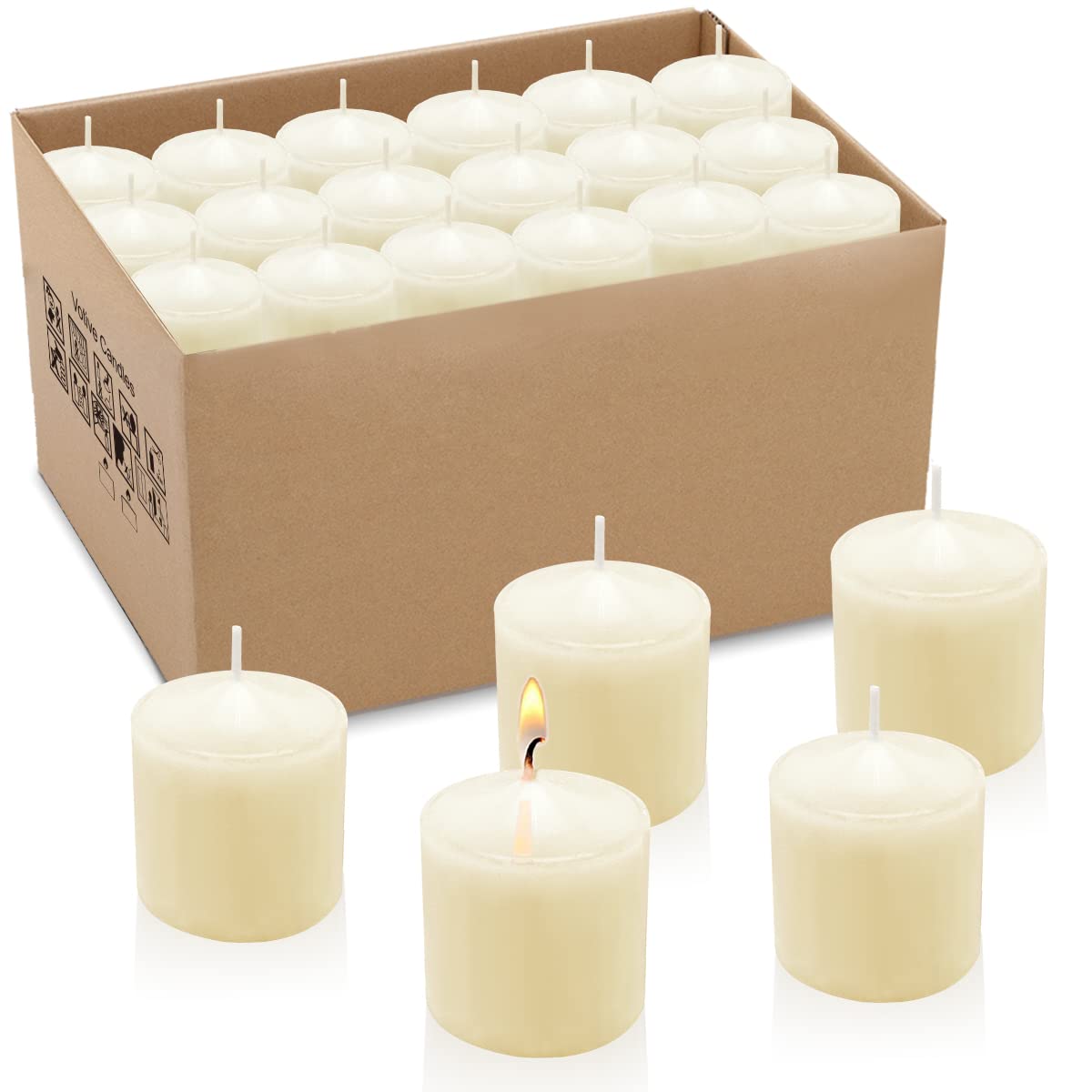 10 Hours Ivory Votive Candles, Unscented 1.5 inch Wax Candles for Wedding, Party, Holiday Spa & Home Decoration, 36 Packs