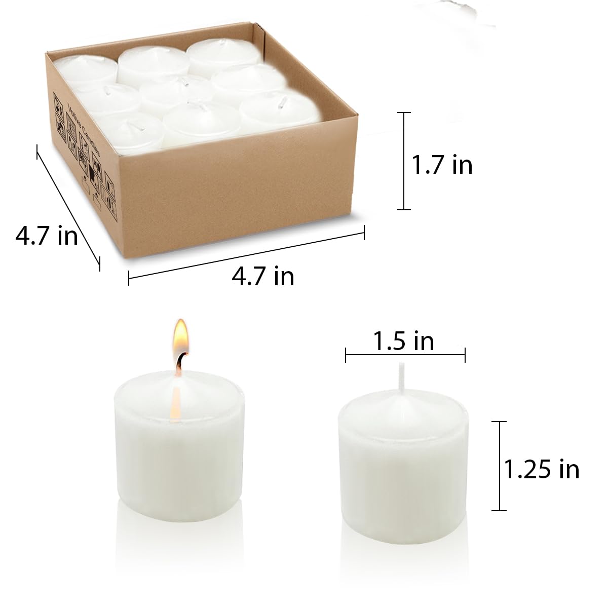 9-Pack 1.25-Inch White Votive Candles, Unscented Small Tealight Candle for Home Decor, Church and Special Occasions