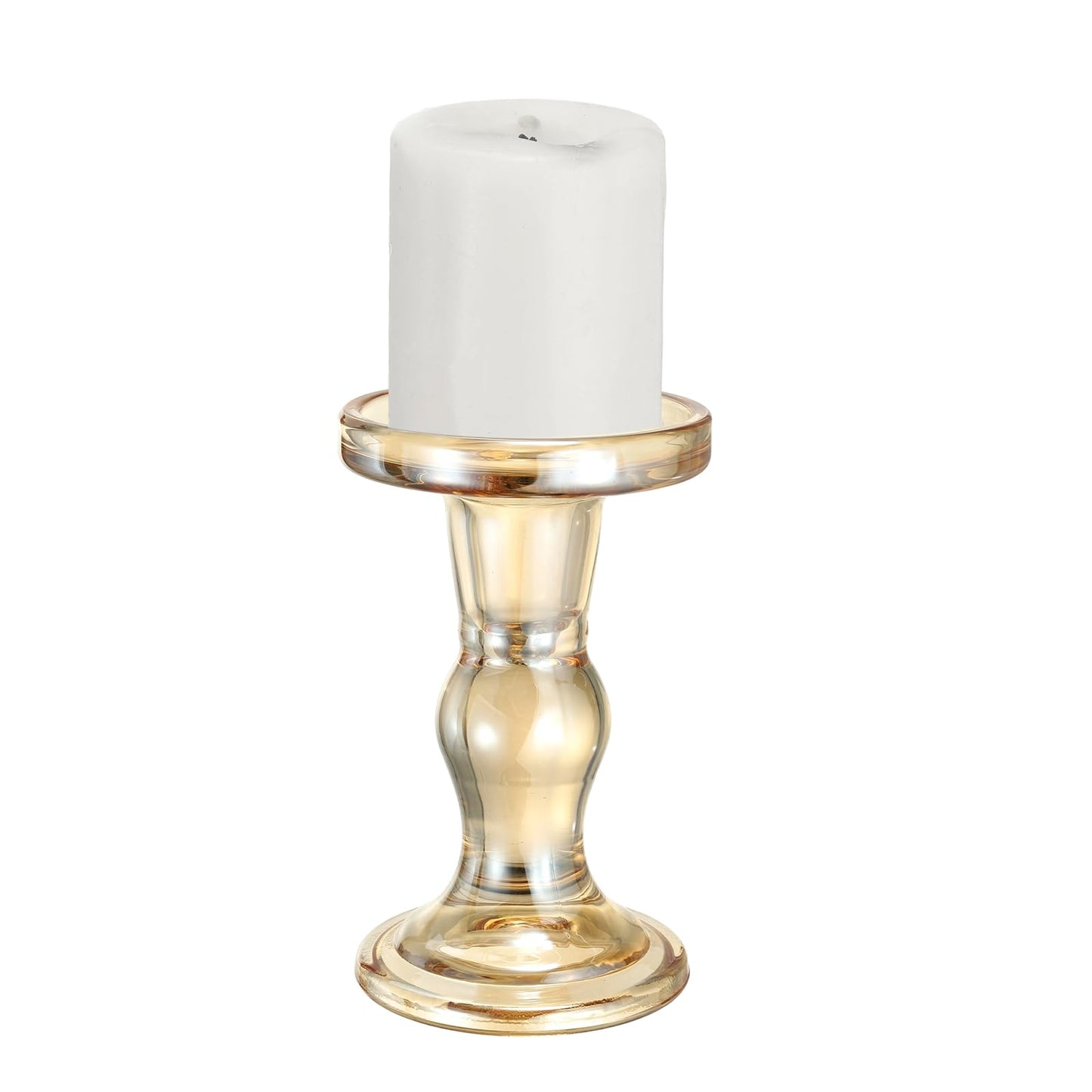 uxcell 14 cm Glass Candle Holder for Taper/Column Candles, Candle Holders Tealight Stand Candlestick for Tealight Wedding Table Centerpiece Home Decor, Brown
