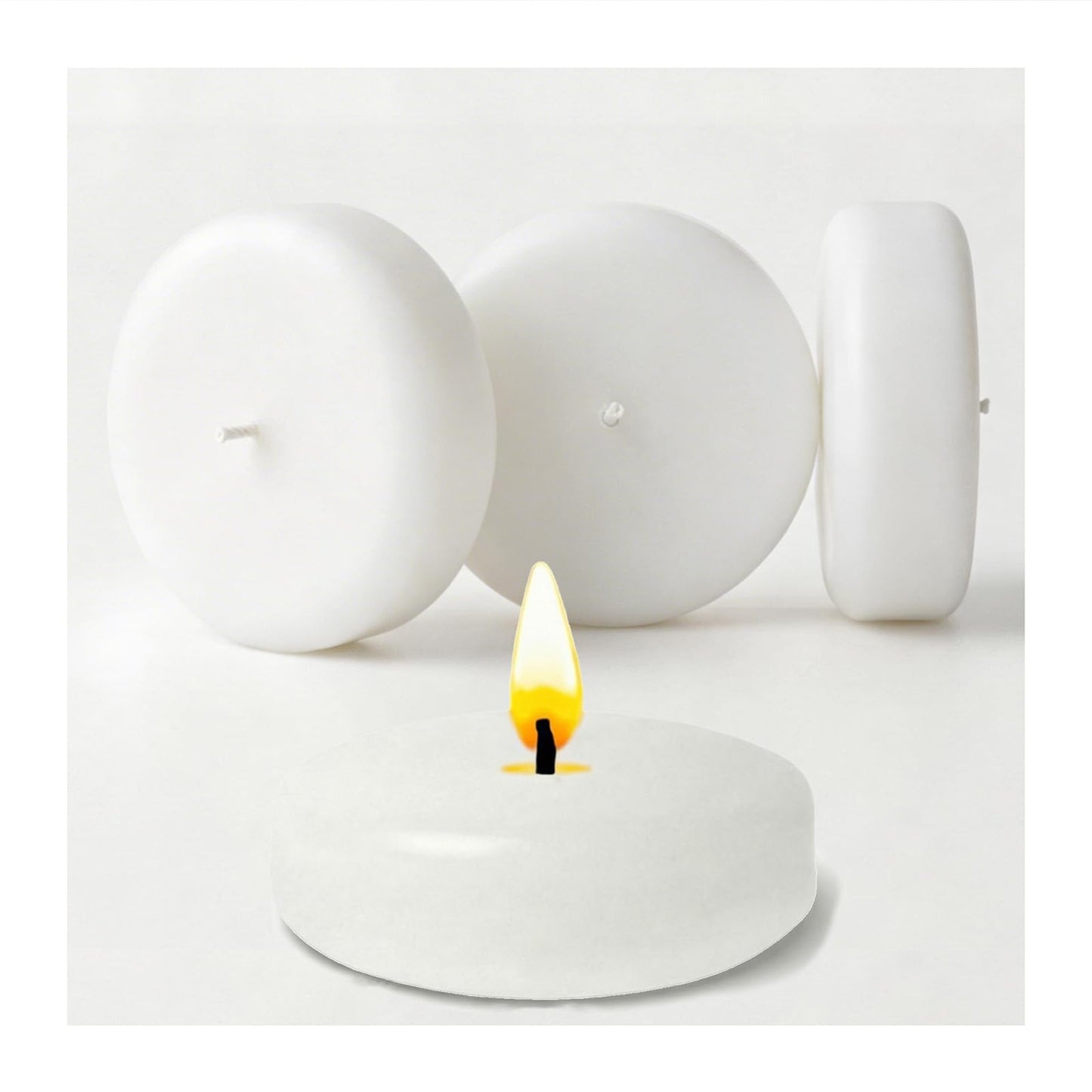 Yinsenda 12 Pack White Floating Candles - 3 Inch Unscented Round Candles, 7-9 Hrs Long Burning for Cylinder Vases, Wedding Centerpieces, Parties & Bath Décor