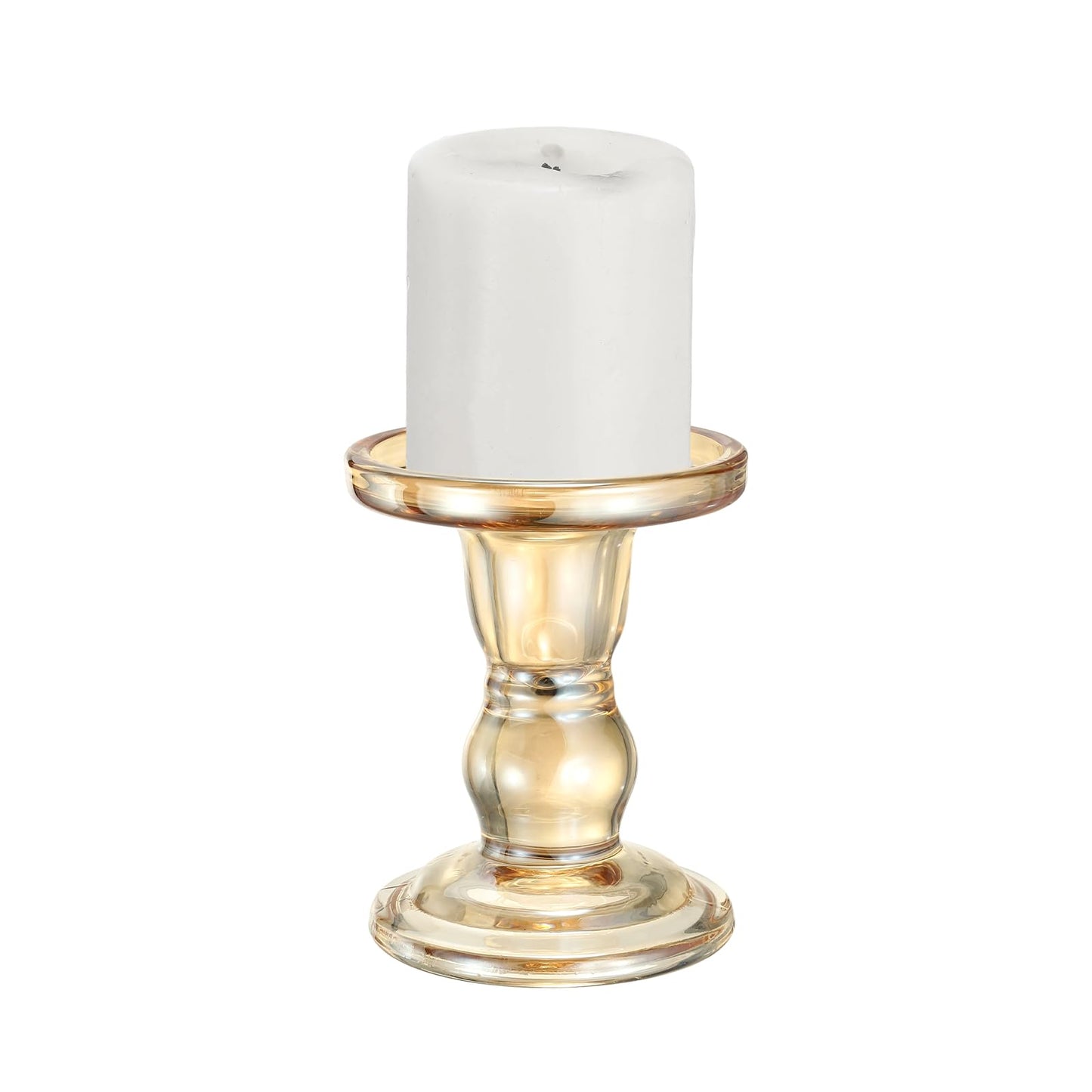 uxcell 11 cm Glass Candle Holder for Taper/Column Candles, Candle Holders Tealight Stand Candlestick for Tealight Wedding Table Centerpiece Home Decor, Brown