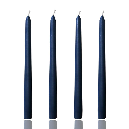 10 inch Dark Blue Taper Candles,Set of 4 Tapered Candle, Tall Candlesticks,Conical Stick Candles,Smokeless,Home Dinner, Party, Wedding, Halloween, Christmas (Dark Blue, 10inch)