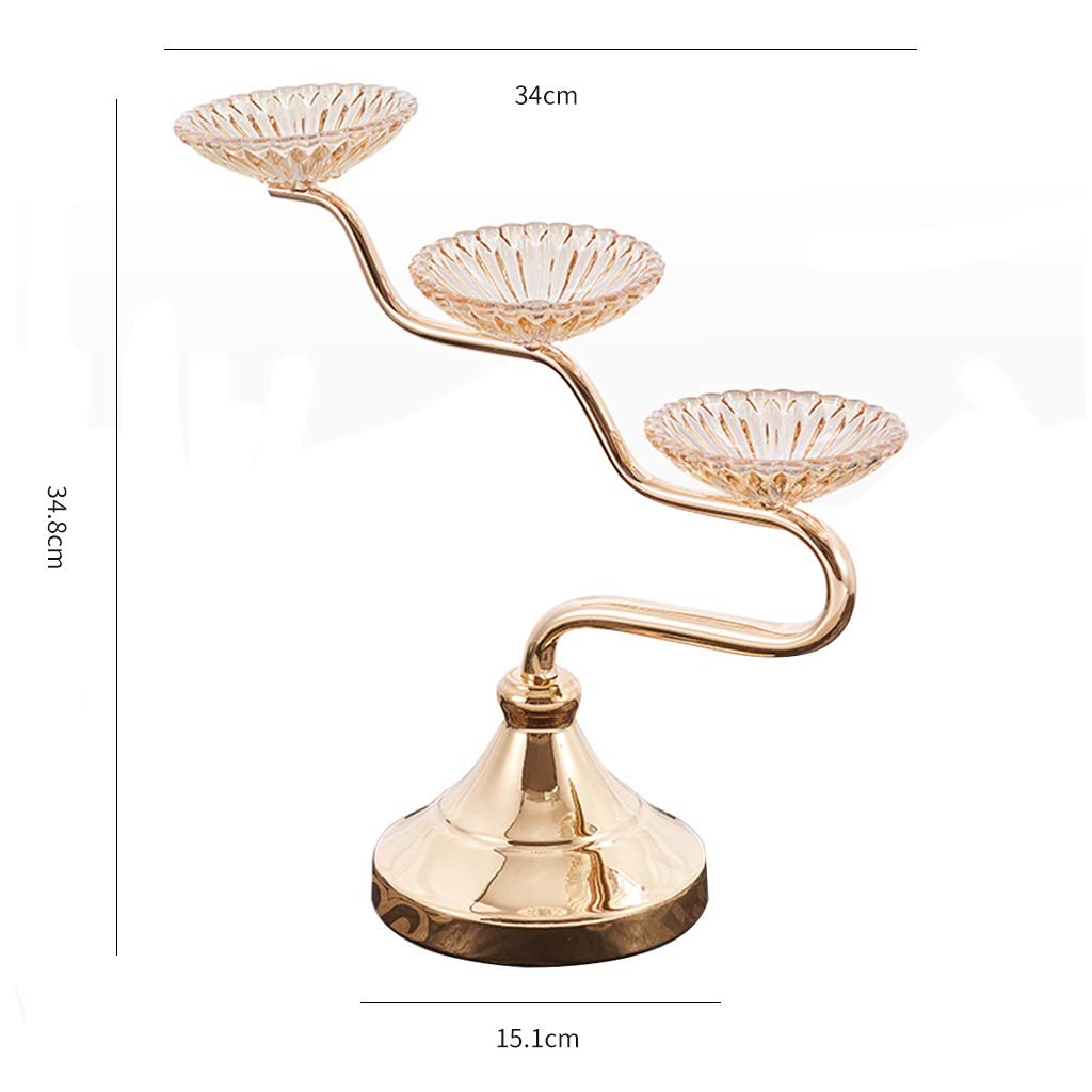XILIN-1987 Candle Holderss Three-arm Candlestick Metal Pillar Candlestick Wedding Event Candlestick for Candlelight Dinner and Table Decoration (Gold, 13.713.4 Inches) Decorative Candlestick