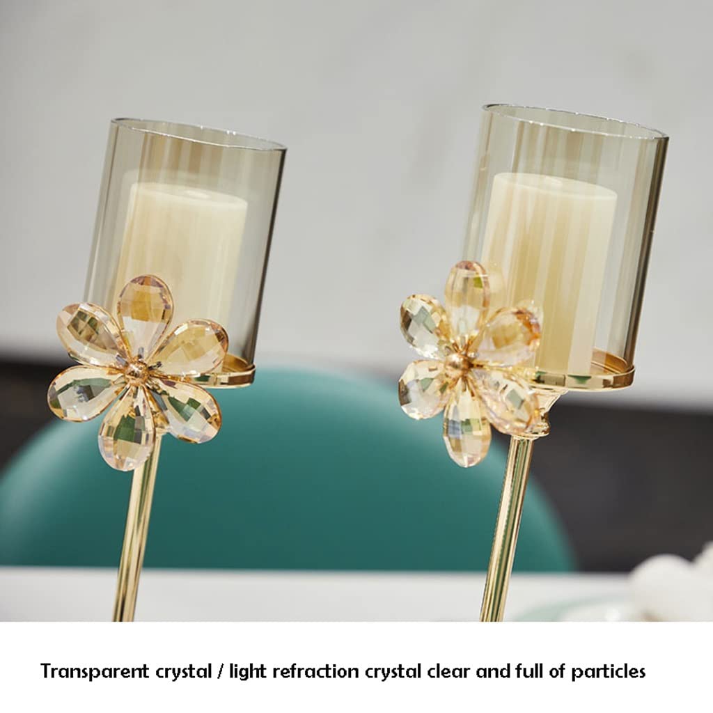 WAOCEO Candlestick Holders Crystal Light Luxury Candle Holder Decoration Flower Romantic Table High Foot Candle Holder Candlelight Dinner Prop Decoration Candle Holders (Size : A)