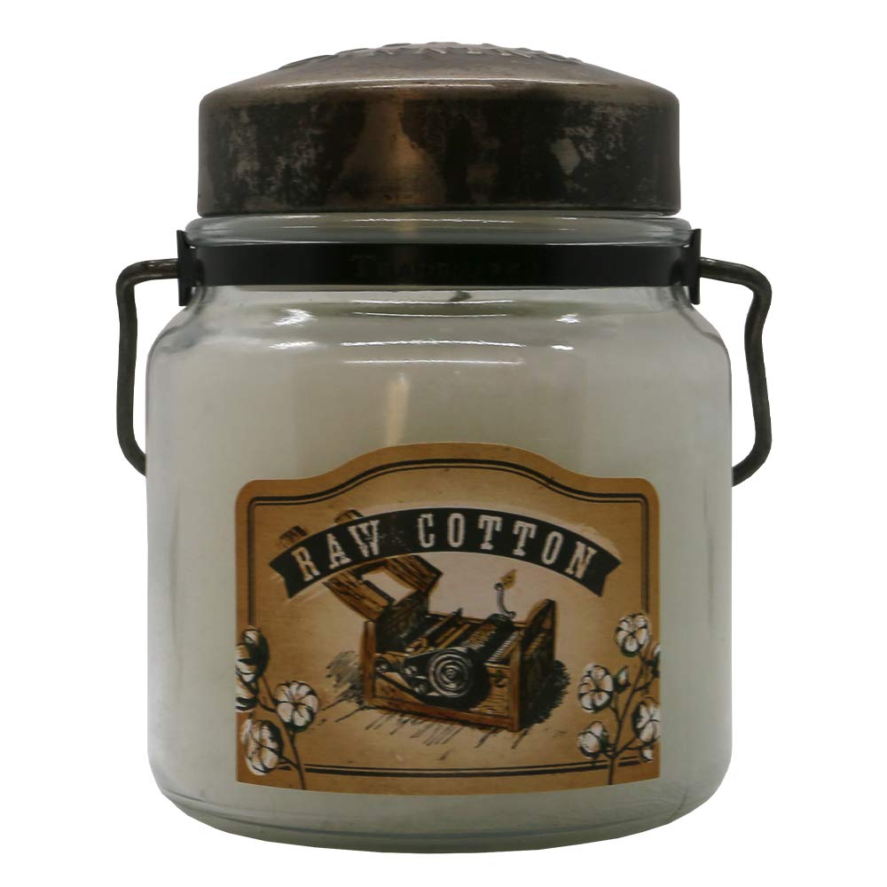 McCall’s Candles | Raw Cotton | 16 oz Scented Candle | USA-Poured | Vintage Rustic Jar with Carrying Handle | Fresh Clean Home-Inspired Fragrance