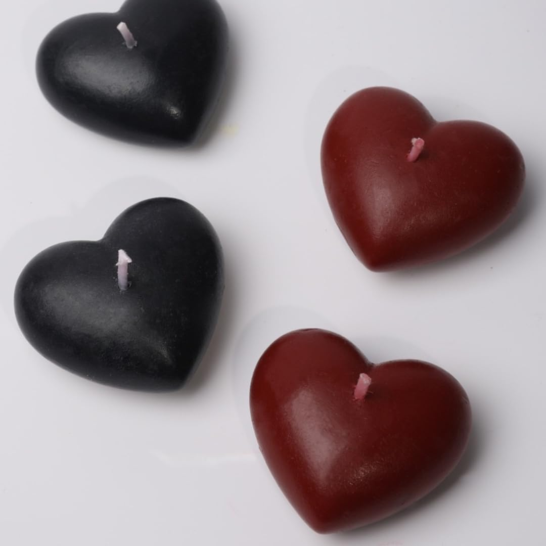 4 Pcs Romantic Heart Candles for Wax Play Low Heat, Love Low Temperature Body Safe Massage Soy Drip Candles for Adult Couple