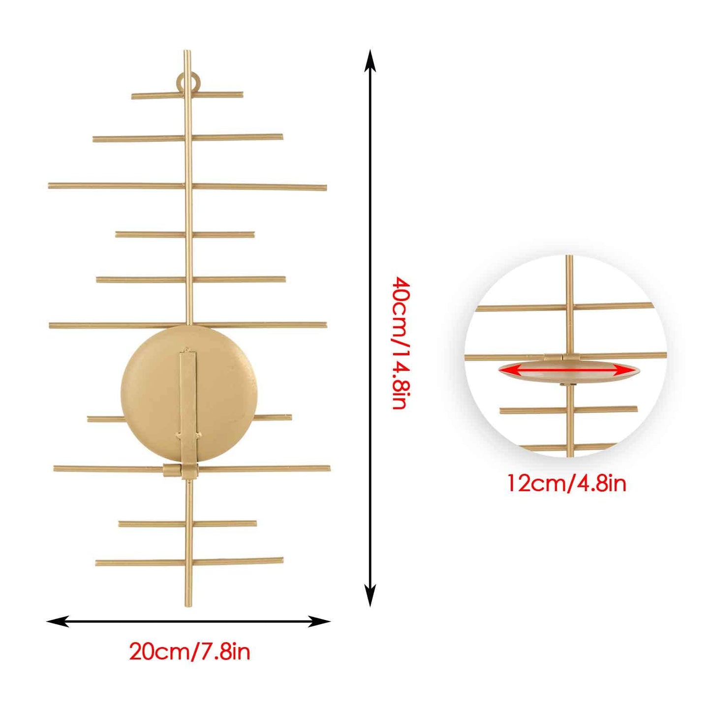 AIM & GGKK Gold Metal Candle Sconce Holder,Hanging Wall Mounted Candle Sconces Holder, Wall Sconces Decor for Bedroom,Bathroom, Dining Room and Office(Set of 2)