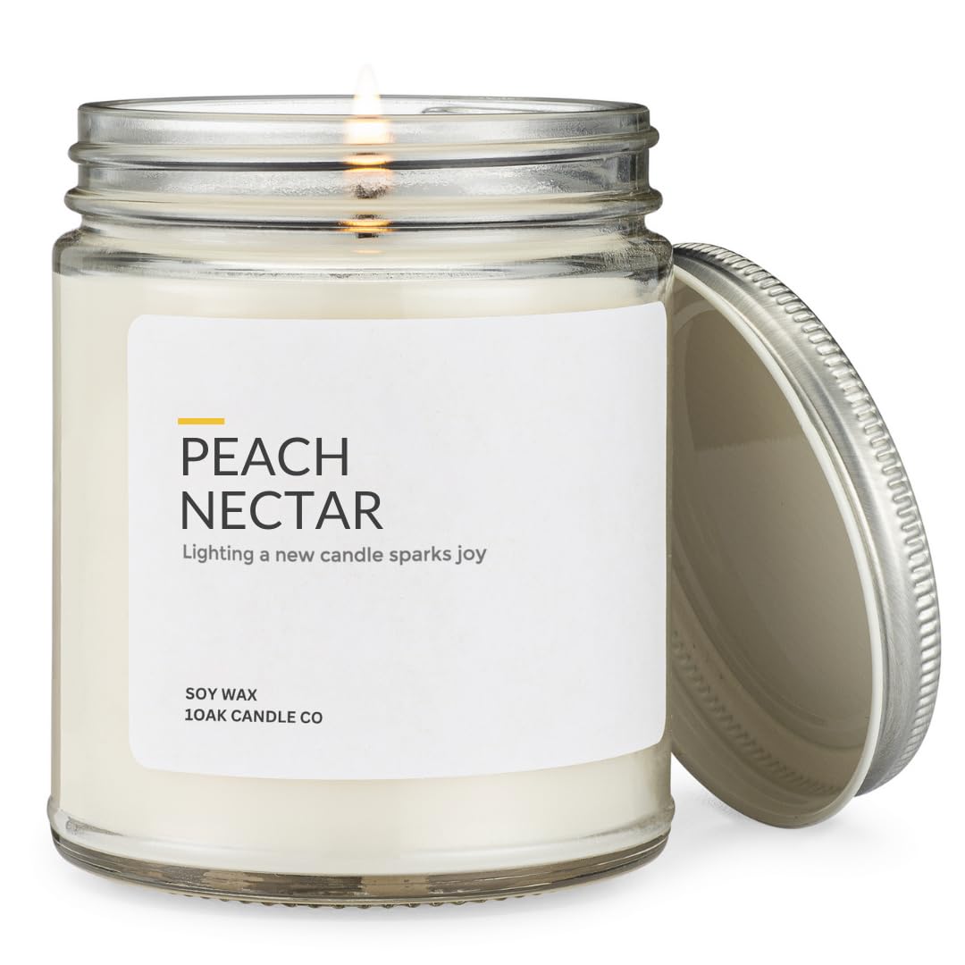 1OAK Peach Candle - Soy Wax Scented Candles (Peach Nectar) - Soy Candles for Home Scented - Long Burning Candle Premium - Hand-Poured (7oz.)