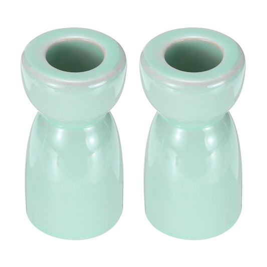 uxcell 2 Pack Candlestick Holder Bright Light Blue Ceramic Taper Candle Holder Candle Stand Holders Modern Style Decoration for Centerpiece Tabletops Anniversary