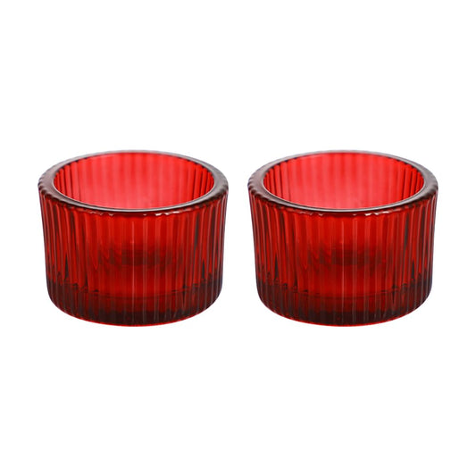 UUYYEO 2 Pcs Glass Tealight Candle Holder Clear Tea Light Candle Cups Votive Candles Holders Containers Floating Candles Holders Dining Table Candle Holder Wedding Table Centerpieces Red