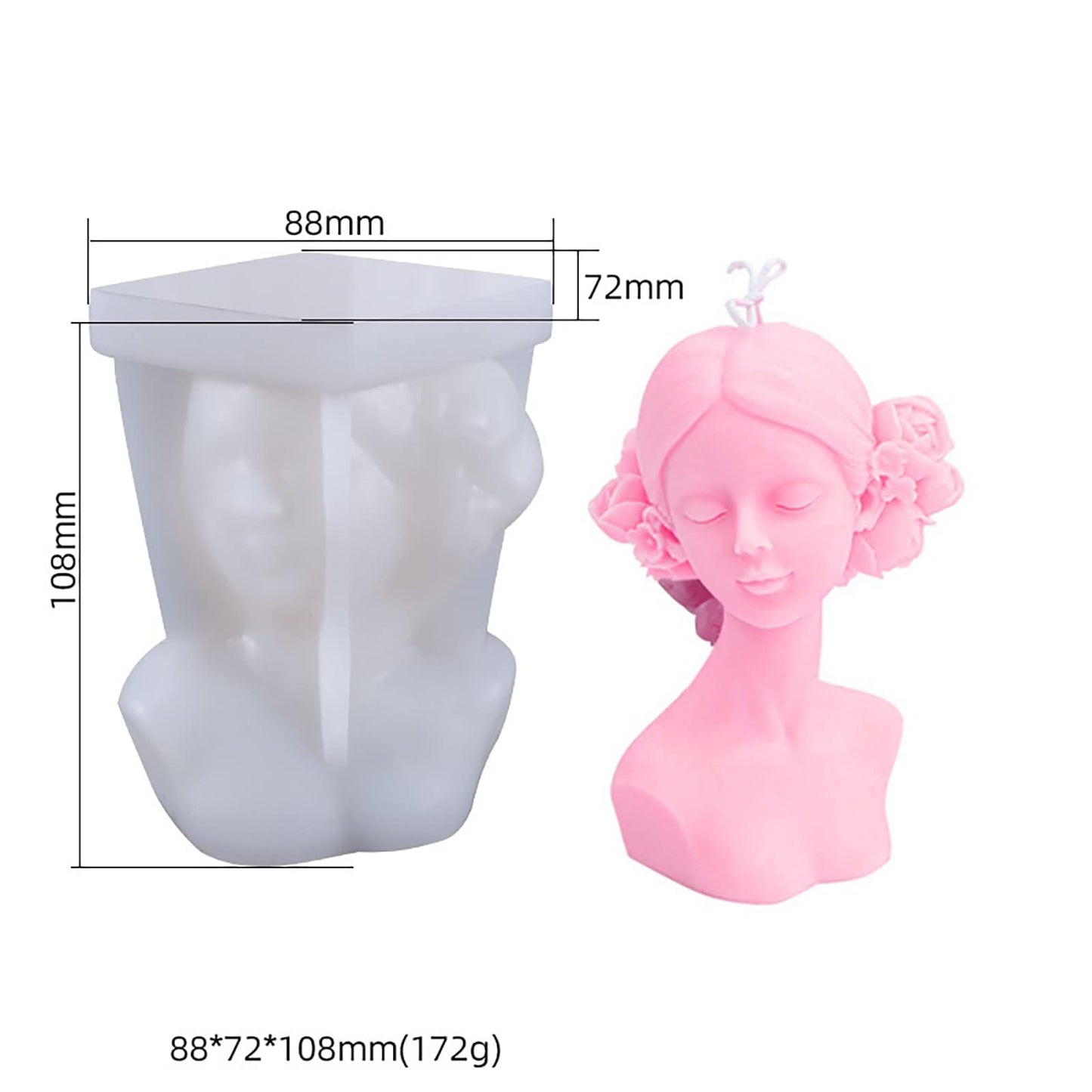 2 Pack Braid Girl Shape Portrait Candle Resin Mold - Resin Casting Silicone Molds for Home Decor & Candle Making Wave Spiral Mold