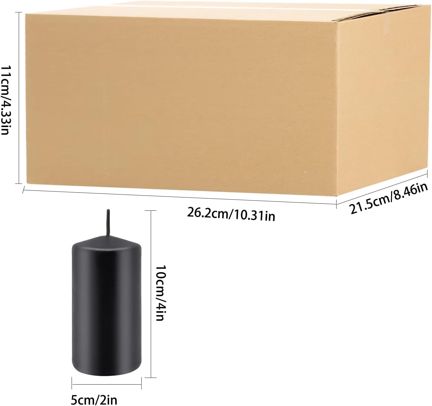YOROXRG 2"x4" High Black Pillar Candles, Set of 20 Unscented. Bulk Buy. Ideal for Halloween, Wedding, Emergency Lanterns, Household, Wedding and Home Décor Candlesticks