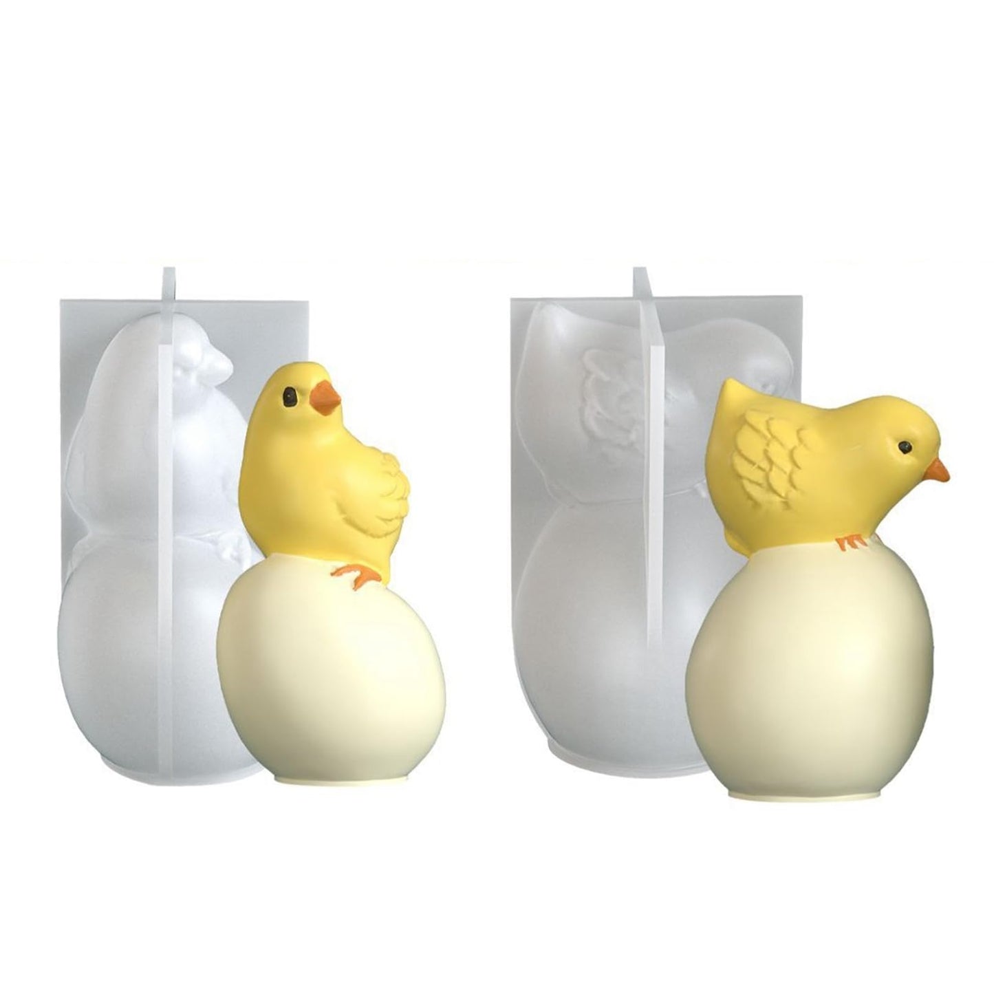 Gythara 2 pcs 2 Styles 3D Chicken with Egg Theme Silicone Candle Molds Lovely Animal Cartoon Molds for DIY Party Epoxy Resin Plaster Casting Soap Candle Craft Making Decor