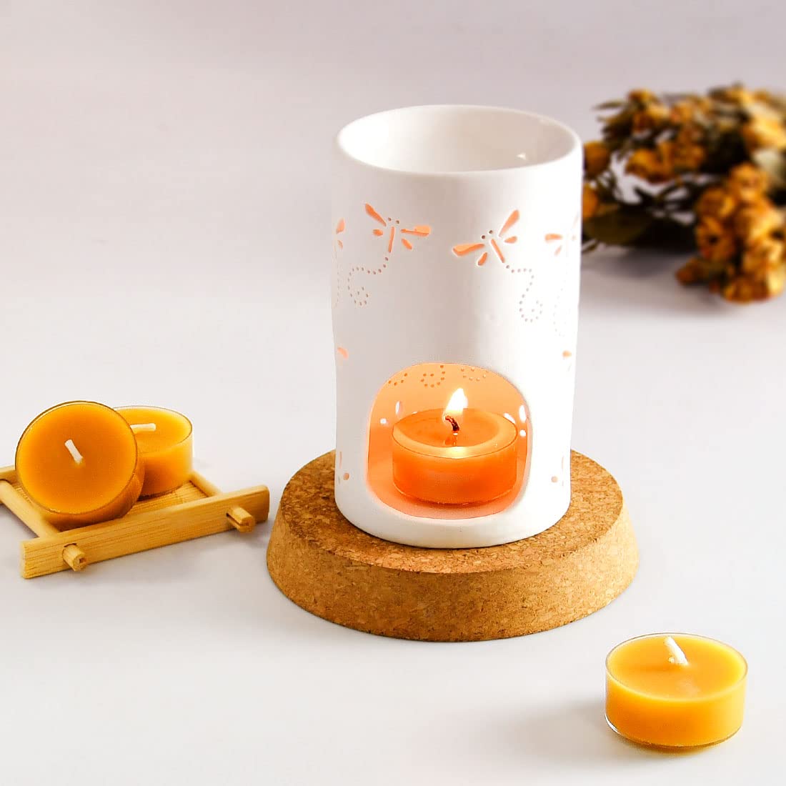 9PCS Pure Beeswax Tealight Candles, Natural Scent, Clear Cup