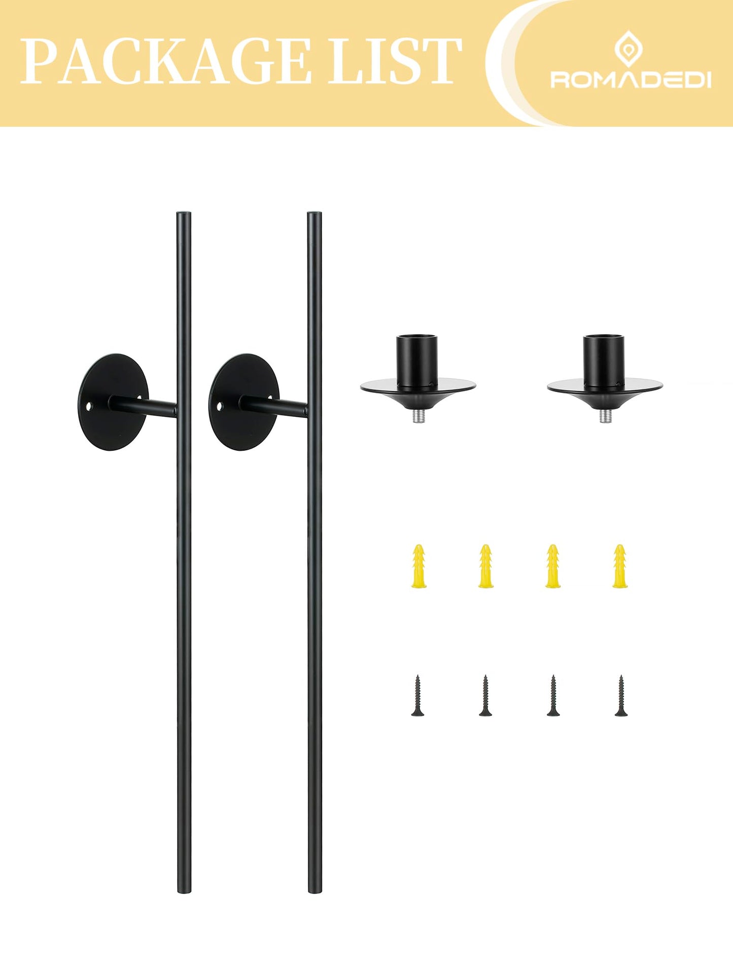 Romadedi Wall Candle Sconce Black - Set of 2 Mount Metal Wall Sconces for Candlestick Taper Holders for Farmhouse Living Room Mantel Fireplace Bathroom Office Decor
