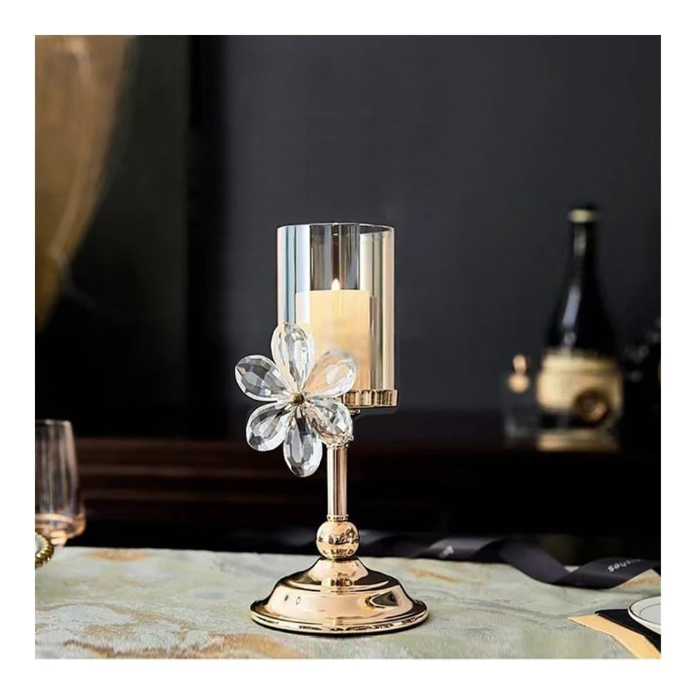 YUHUAWF Candle Holderss Light Luxury Crystal Petal Glass Candlestick Retro Table Decoration Ornaments Candle Holder Decorative Candlestick(Clear,Small)