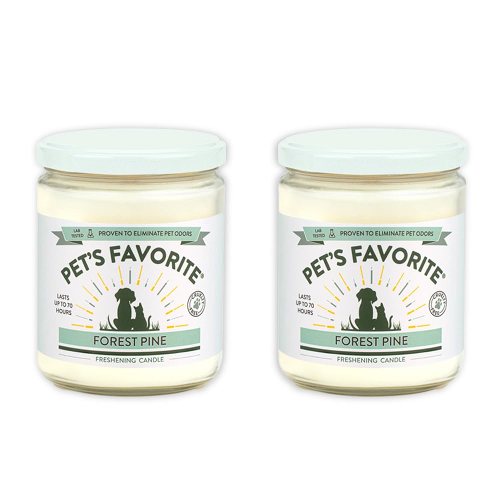 Pet's Favorite Scented Candles with a Cotton Wick, Clean Burning Pet Candles with a Natural Fiber Wick and 70 Hour Burn Time, Forest Pine Pack of 2