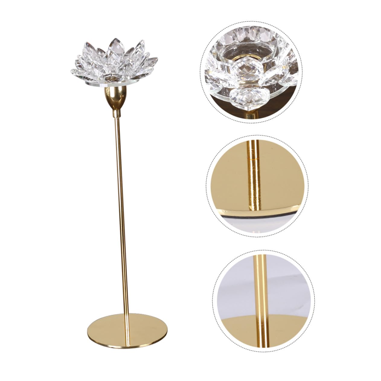 NUOBESTY Modern Small Metal Candle Stand Crystal Lotus Candlestick Holder Romantic Wedding Dining Room Decor
