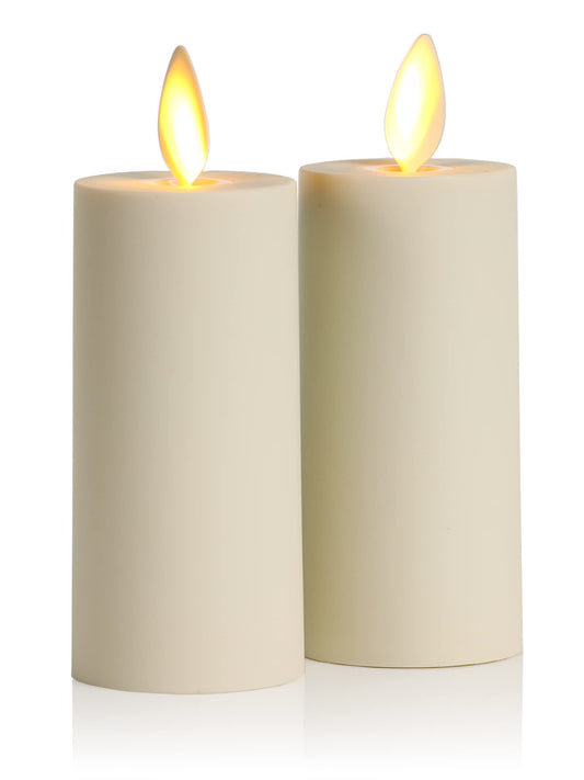 Luminara Realistic Artificial Moving Flame Votive Candle - Set of 2 - Moving Flame LED Battery Operated Lights for Christmas, Halloween - Remote Ready - Remote Sold Separately - Ivory - 1.5" x 4"