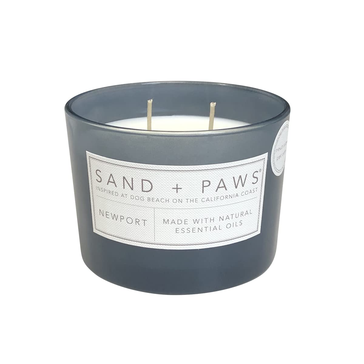 Sand + Paws Scented Candle - Newport - Additional Scents and Sizes –Luxurious Air Freshening Jar Candles Neutralize pet Odors and Enhance Home décor – 100% Cotton Lead-Free Wicks - 12 oz
