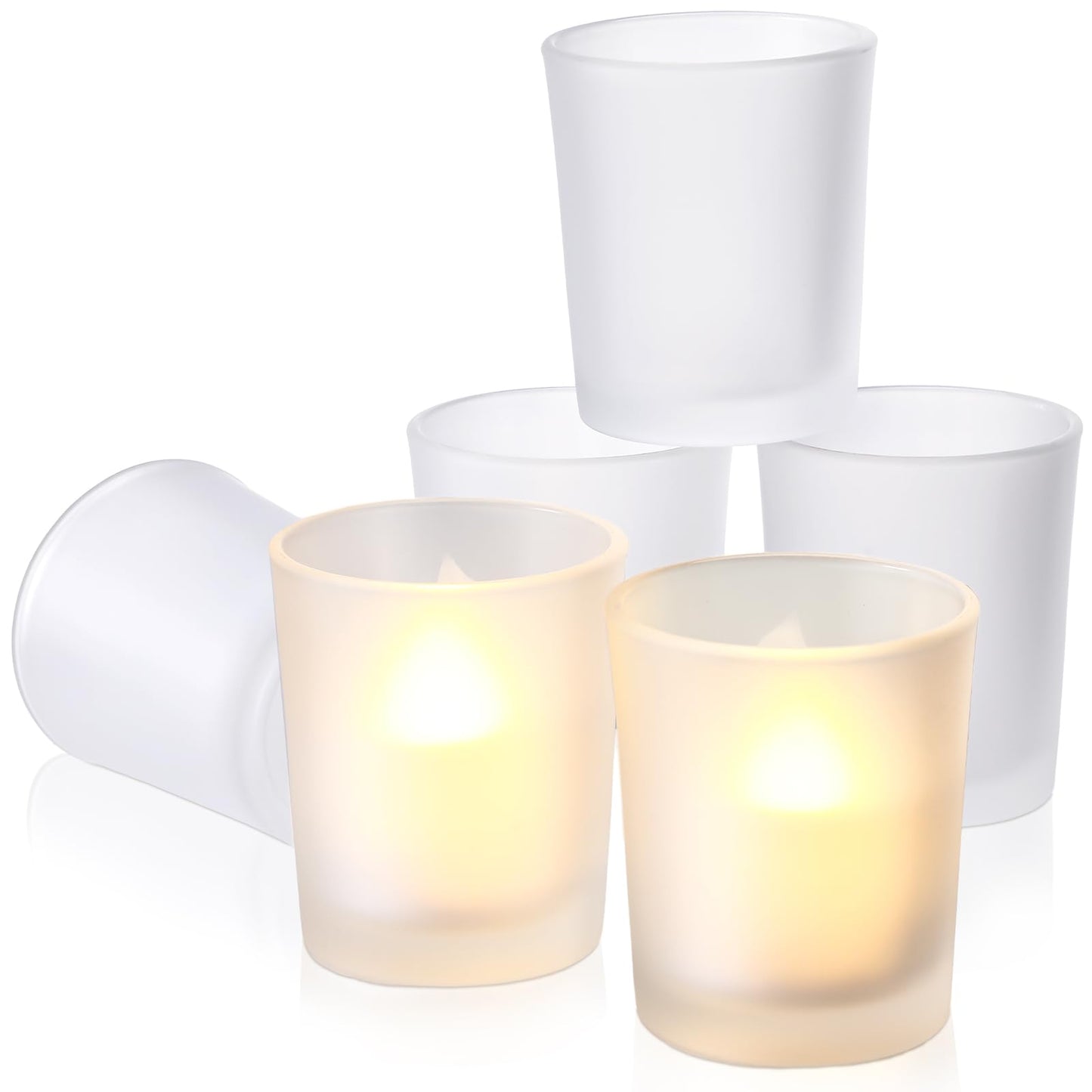 SiliFine Set of 24 Frosted Votive Candle Holders Bulk Tealight Candle Holder Wedding Party Birthday Centerpieces Spa Supplies Home Decorations