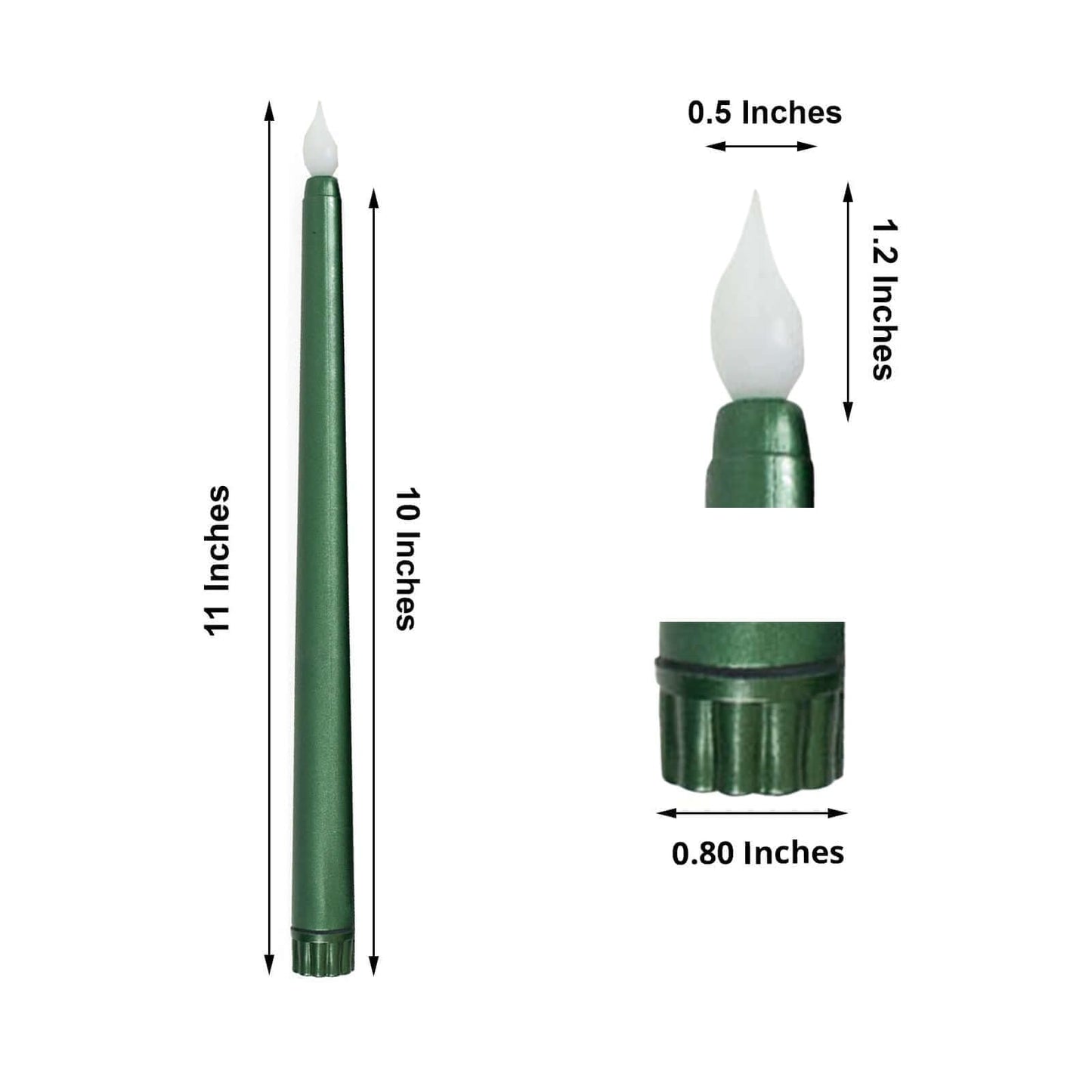 Efavormart Set of 3 | 11" Hunter Emerald Green Flameless LED Taper Candles, Warm Flickering Battery Operated Candles for Christmas & Forest Theme Decor