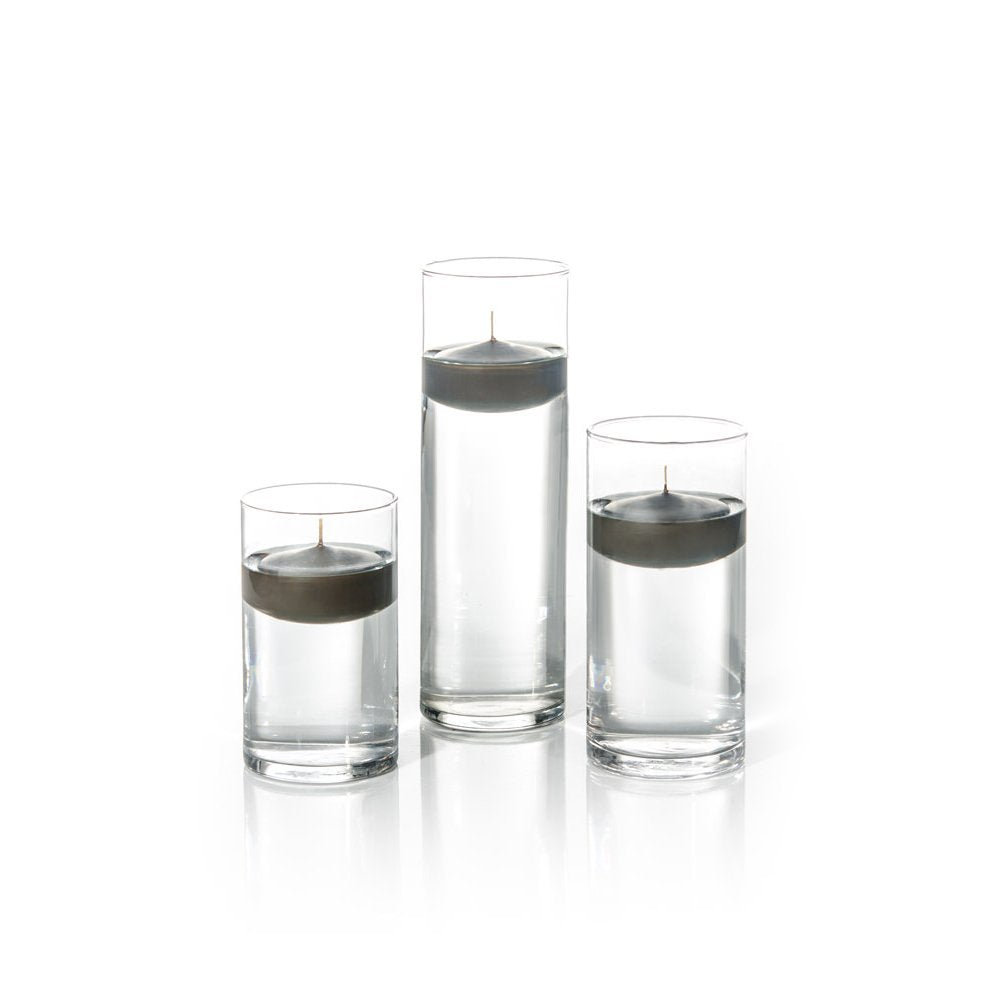 yummi Set of 18 Floating Candles and Cylinder Vases - Olive