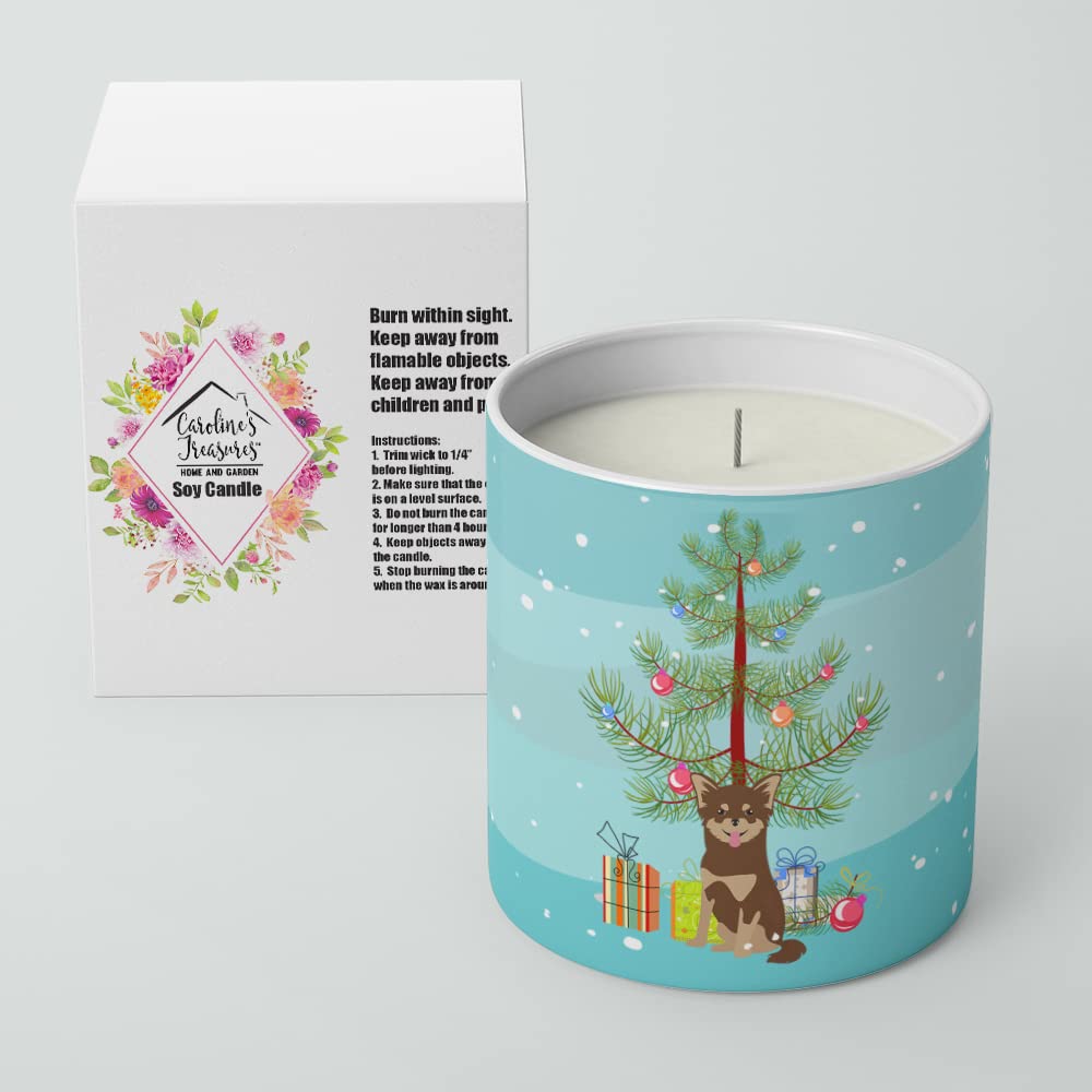 Caroline's Treasures CK3496CDL Chihuahua Christmas Tree 10 oz Decorative Soy Candle Nature Soy Wax Essential Oil Home Decor Ideal for Bedroom Kitchen Bath Office Gift, 10 oz