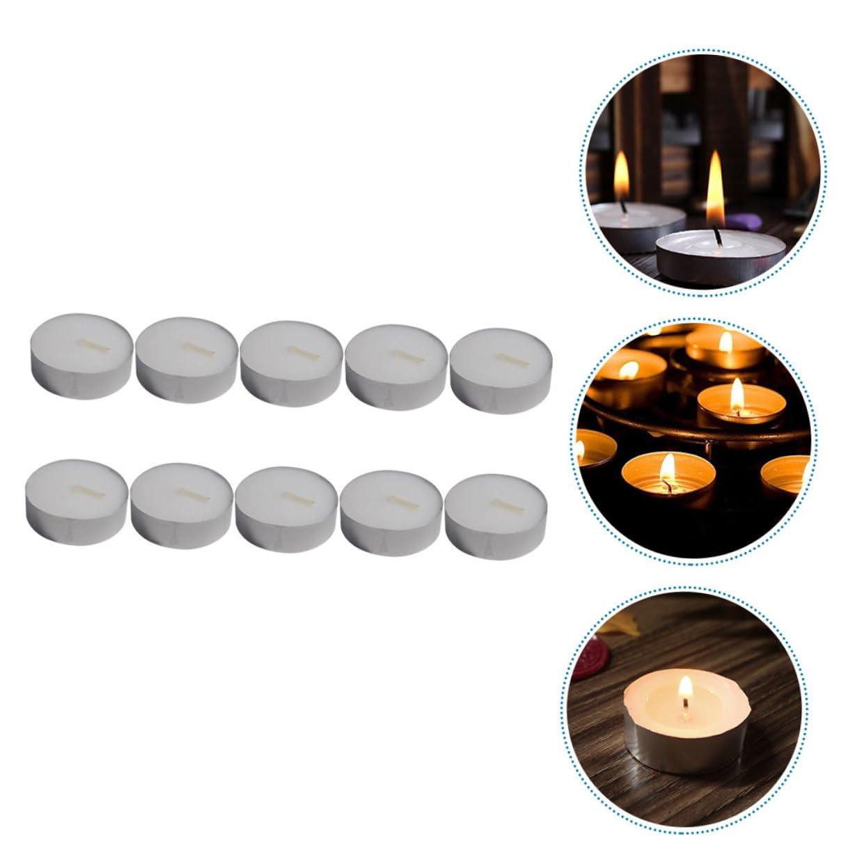FOMIYES 10pcs White Smokeless Paraffin Tea Light Candles Small Round Tealight Candles for Bedrooms and Families Mini Household for Romantic Weddings and Tea Heating