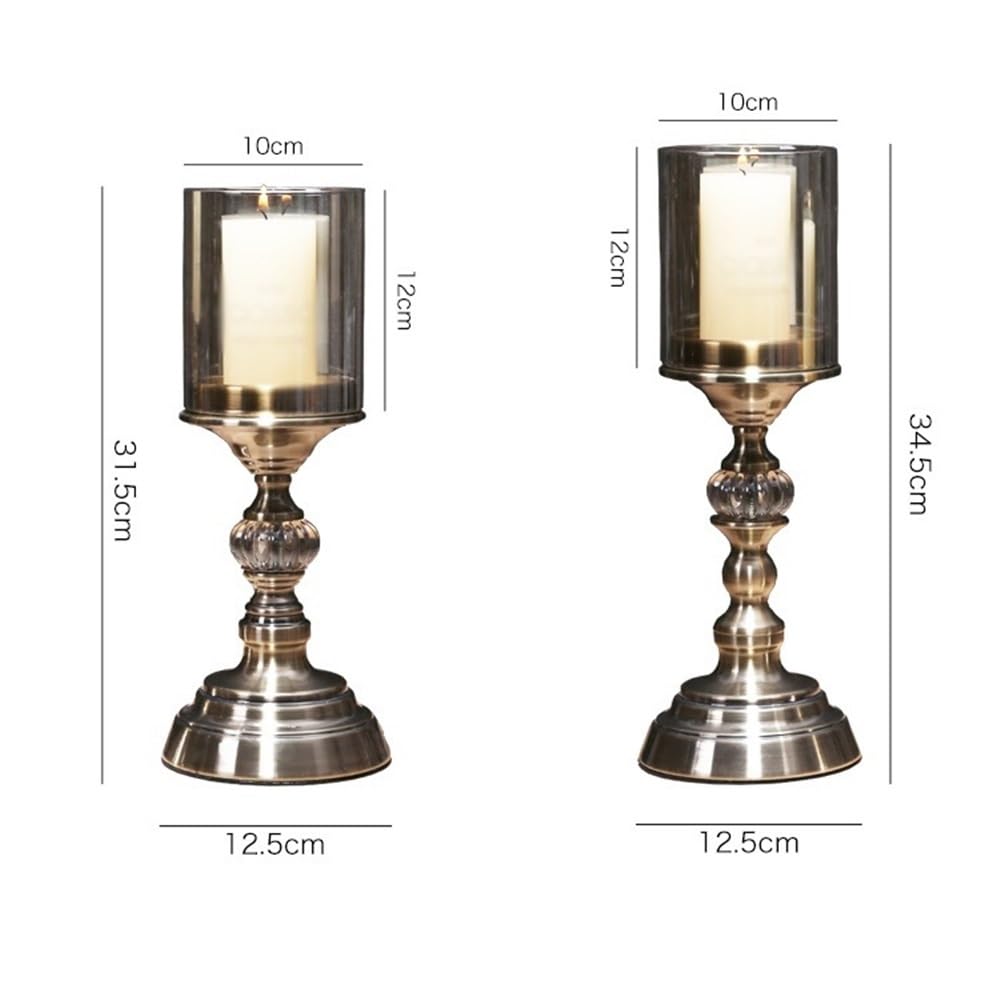 Candlestick Holders 2 Pcs Retro Metal Glass Candle Holder Luxury Dining Table Decoration Candlestick Candle Holders