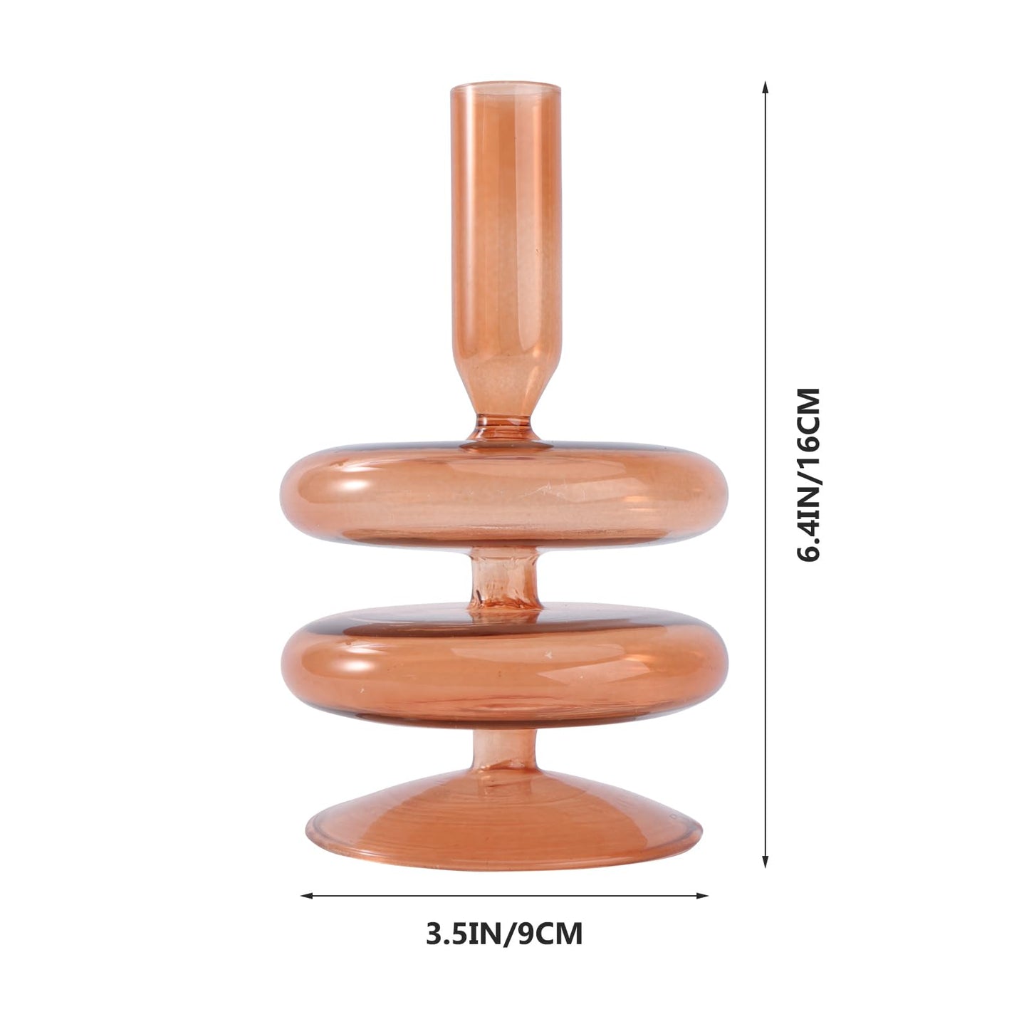 Glass Taper Candle Holder Candlestick Holders Pillar Candle Stand Home Decor for Wedding Valentines Day Birthday Party Centerpiece Brown