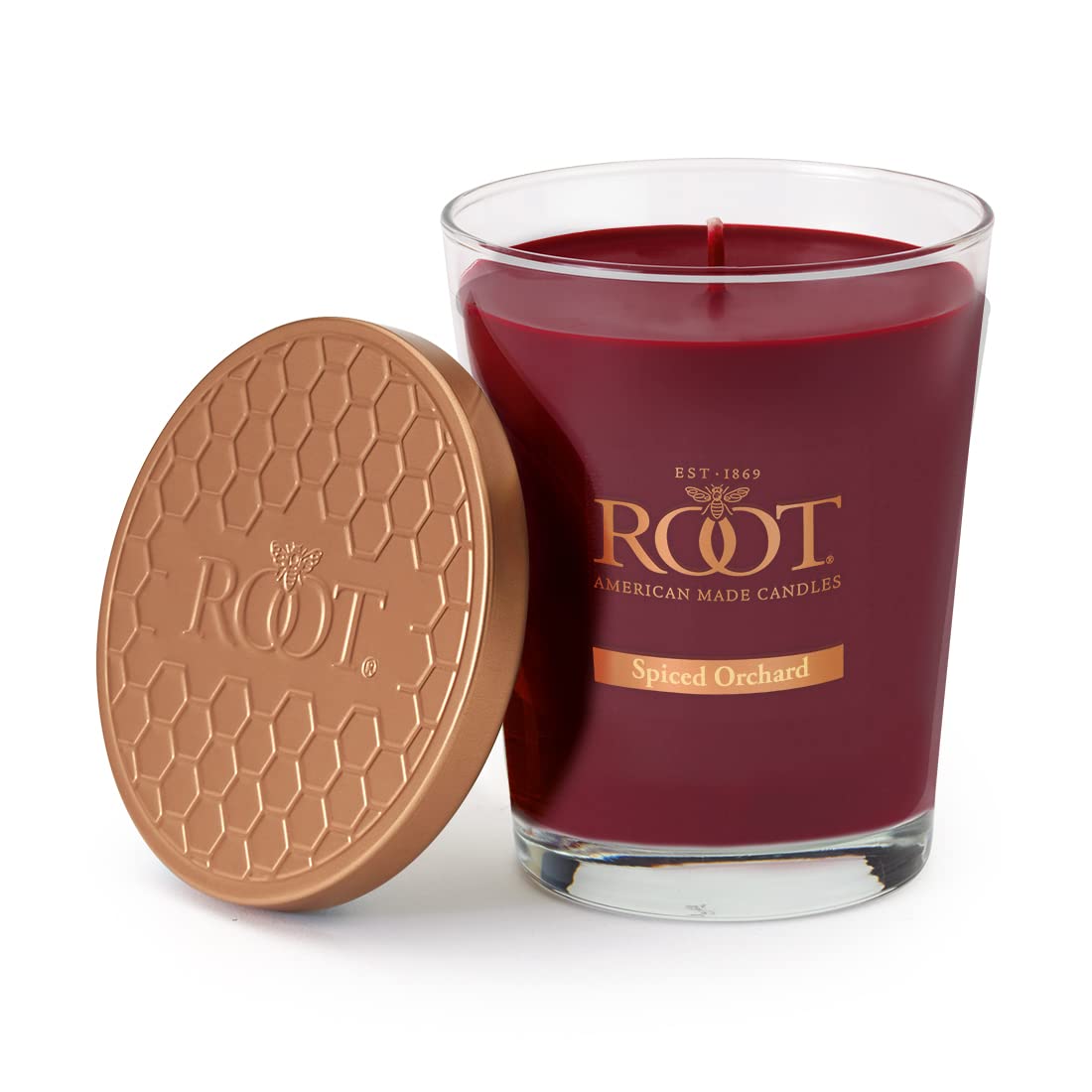 Root Candles Fall Scented Candles Honeycomb Premium Handcrafted Beeswax Blend Candle, Large Veriglass, Spiced Orchard