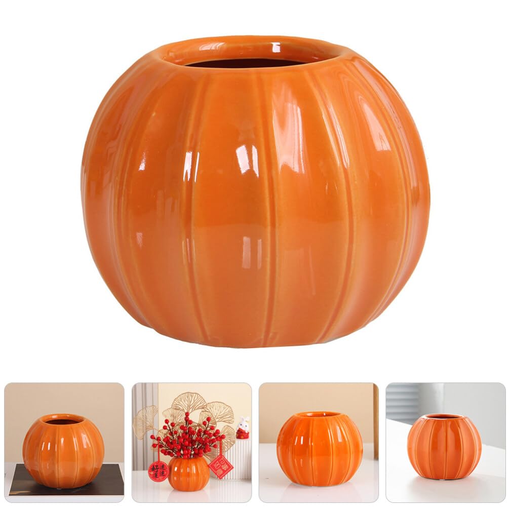Ceramic Pumpkin Pumpkin Ceramic Candle Holder Halloween Candy Bucket Hydroponic Vase Votive Tealight Candlestick Cup for Weddings Fireplace Coffee Table Mantle Decor