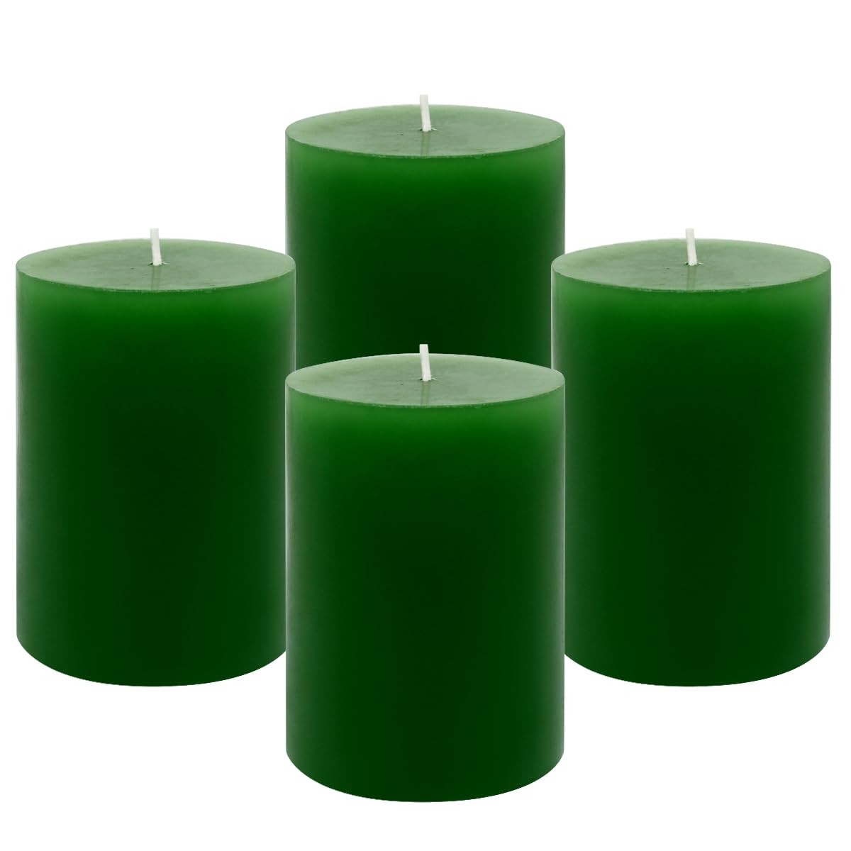 4 Packs 3x4 Inch Green Pillar Candles 45 Hours Unscented Dripless Fat Candles for Christmas Weddings Home Holidays Relaxation Spa Church St. Patrick's Day