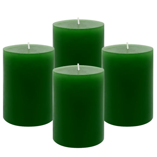 4 Packs 3x4 Inch Green Pillar Candles 45 Hours Unscented Dripless Fat Candles for Christmas Weddings Home Holidays Relaxation Spa Church St. Patrick's Day