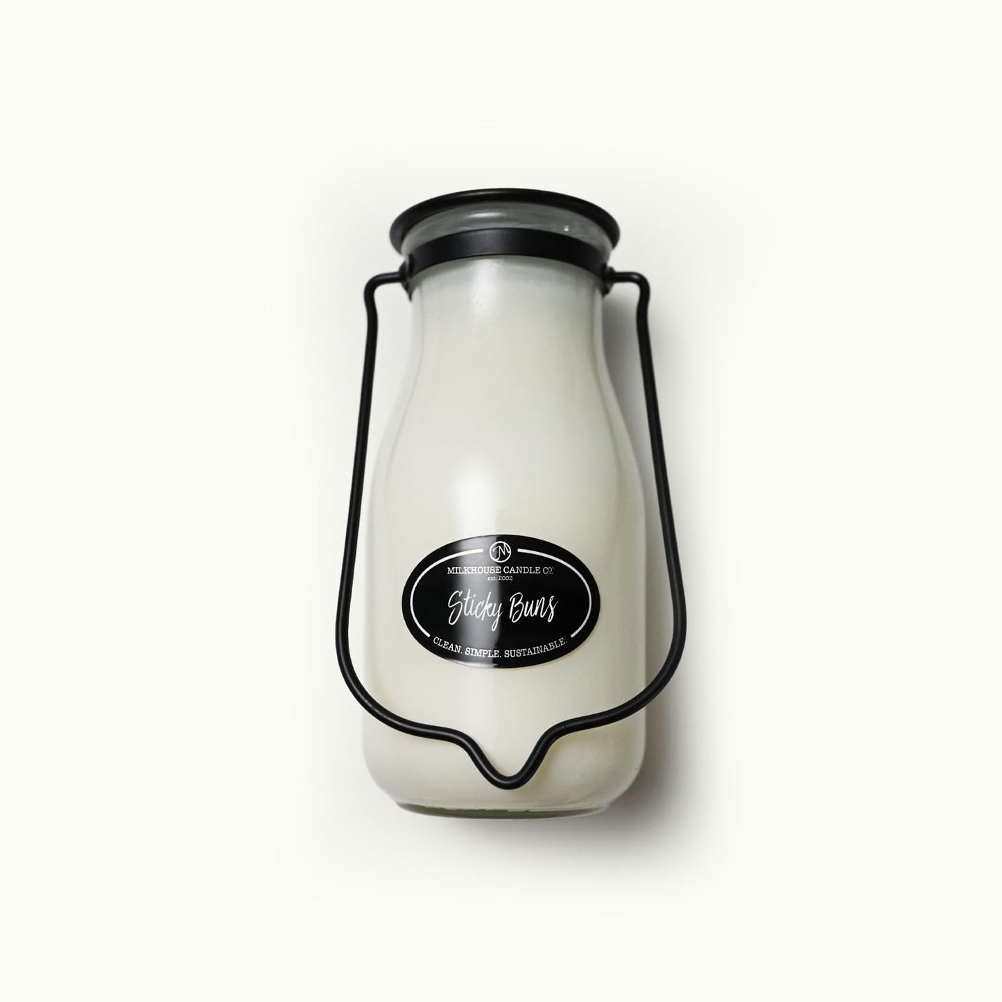 Milkhouse Candle Company Sticky Buns Soy Candle - Cinnamon | Buttery Dough | Vanilla Sugar Scented - 14 oz Milkbottle with Lid, 90+ Hour Burn Time, Made in the USA