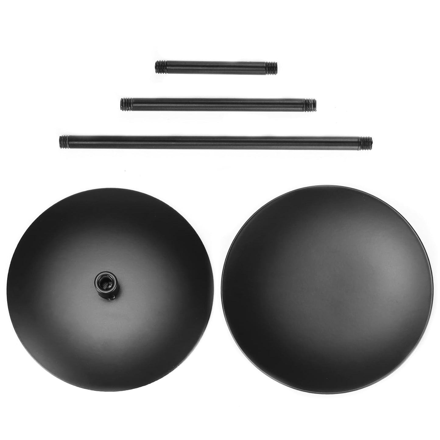QWORK Elegant Black 3 Pillar Candle Holders Stand, Sturdy Metal Wrought Iron Centerpieces with Matte Finish, 2 Set