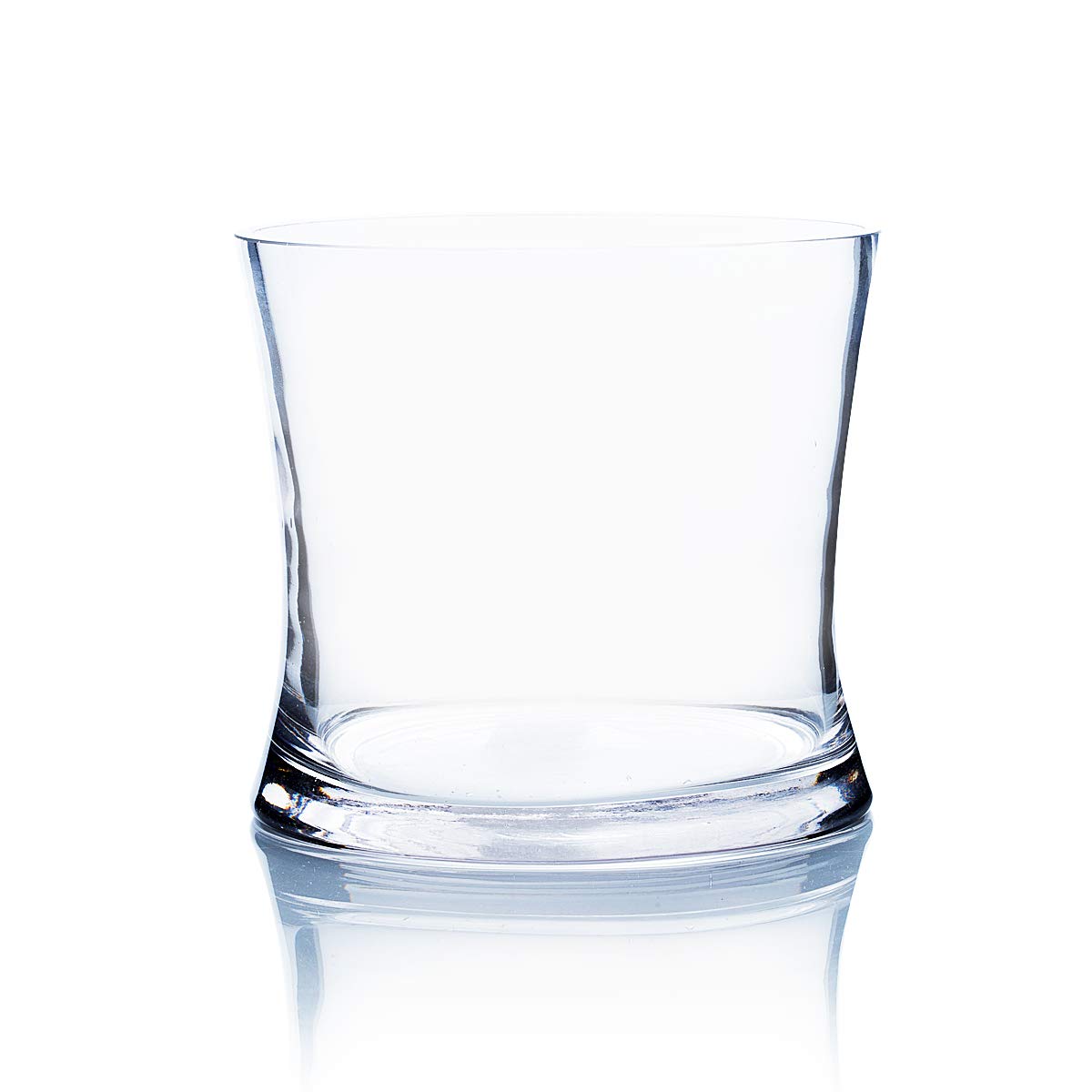 WGV Unique Bouquet Vase Bulk, 5.5" W, 8" H, Clear Short Hurricane Glass Candle Holder, Floral Planter Terrarium, Home Wedding Event Decor, 12 Pieces (VHV0808)