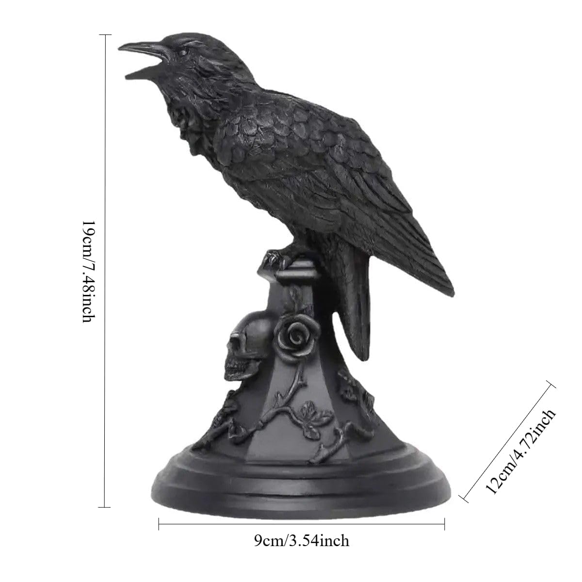 Gothic Decor Halloween Raven Candle Holder Crow Statue – Witchy Occult Home Décor,Skull Spooky Tabletop Furniture(Raven)
