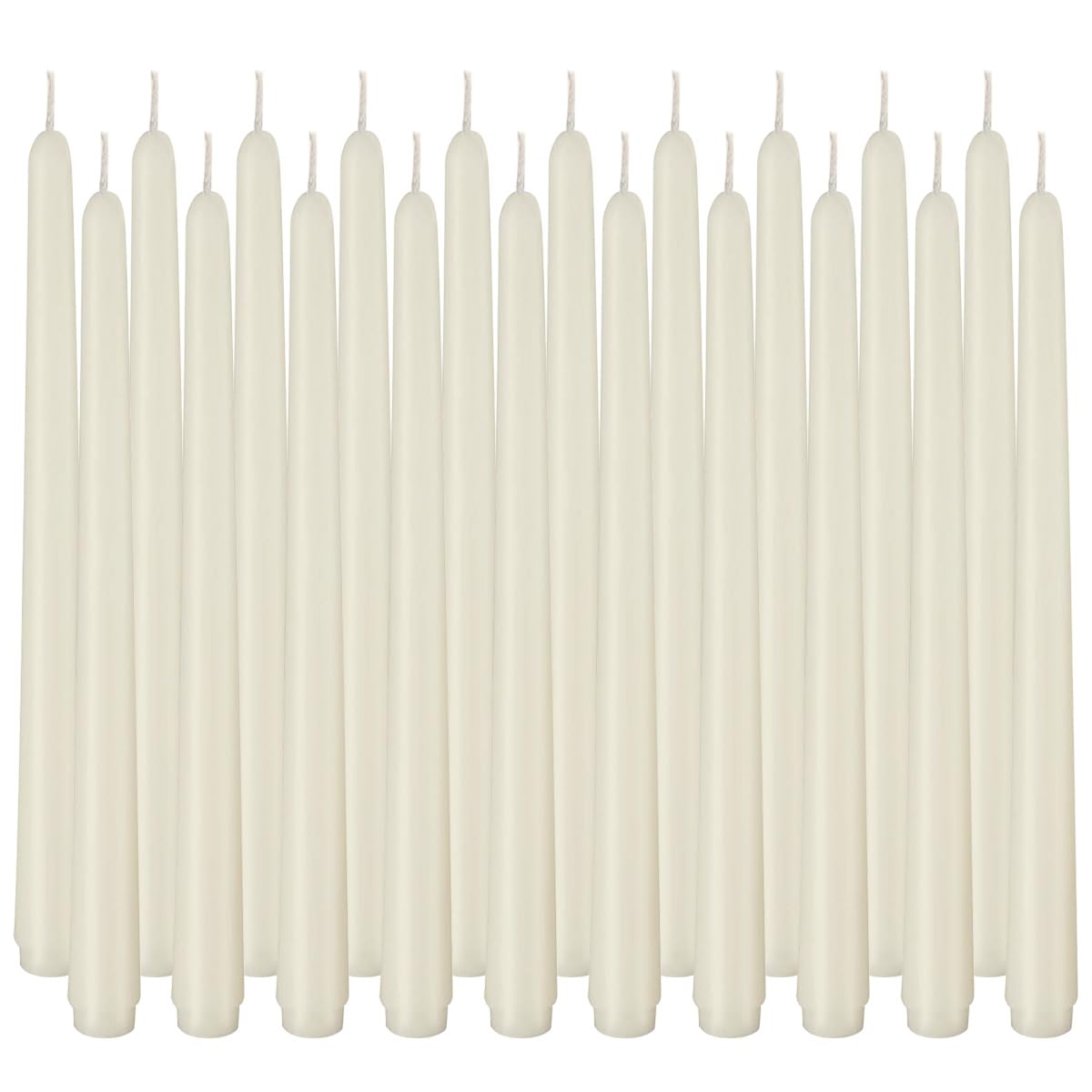 Taper Candles 10 inch (H) Dripless, Set of 20 Ivory Unscented and Smokeless Taper Candles Long Burning, Paraffin Wax with Cotton Wicks for Burning 8 Hours Time