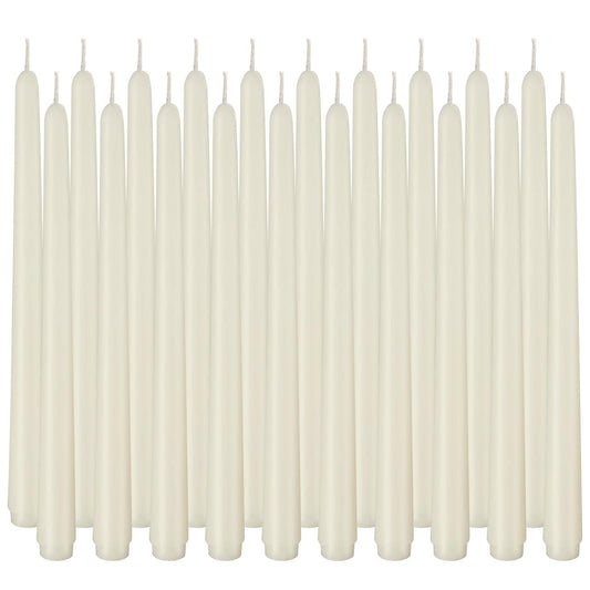 Taper Candles 10 inch (H) Dripless, Set of 20 Ivory Unscented and Smokeless Taper Candles Long Burning, Paraffin Wax with Cotton Wicks for Burning 8 Hours Time