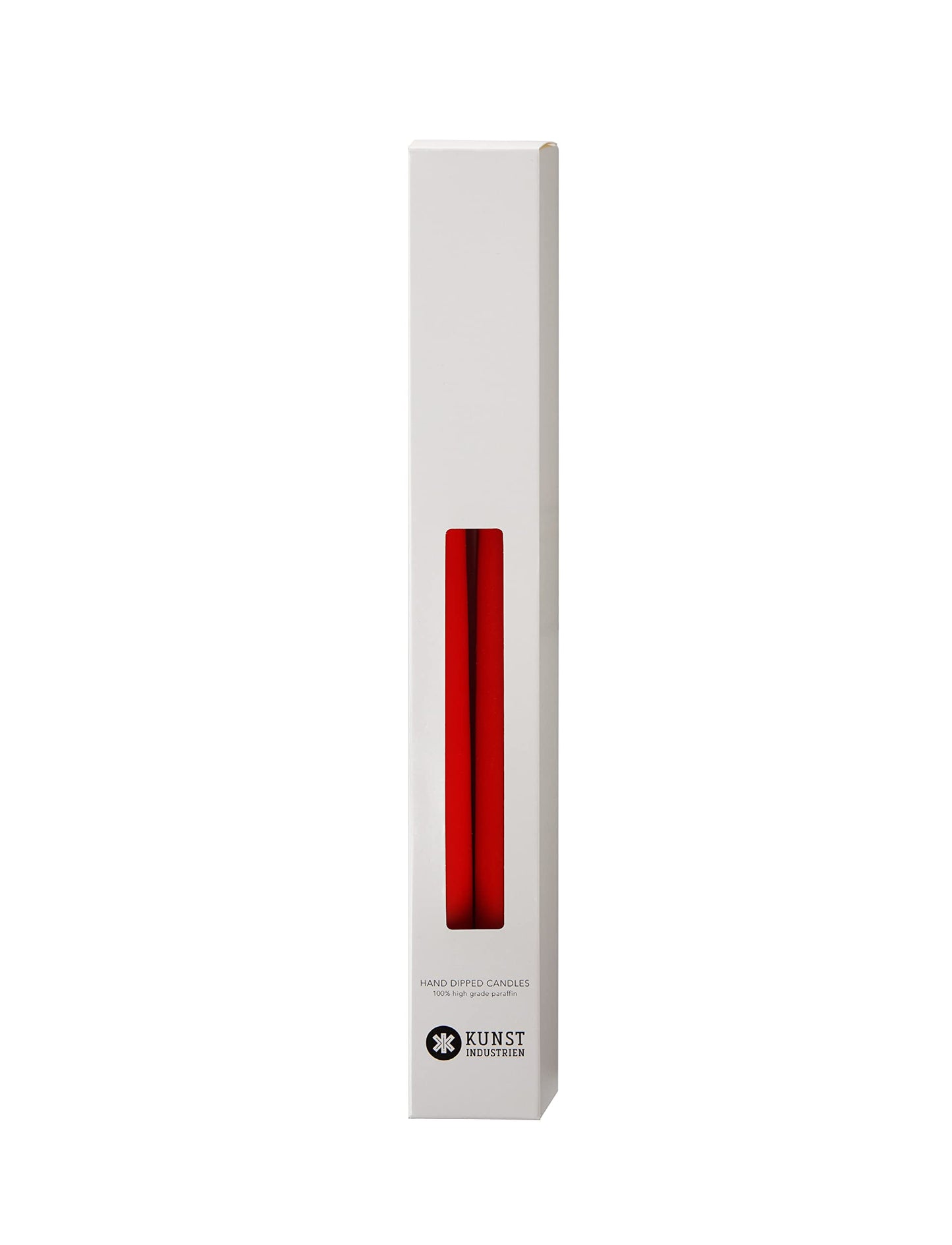 Kunstindustrien® Taper Candles, Set of 4, 13.8" – Made in Denmark, Long Burning Candles 15h, Unscented & Smokeless Candlesticks – Elegant Tall Candles for Weddings Dinners & Home Decor (Christmas Red)