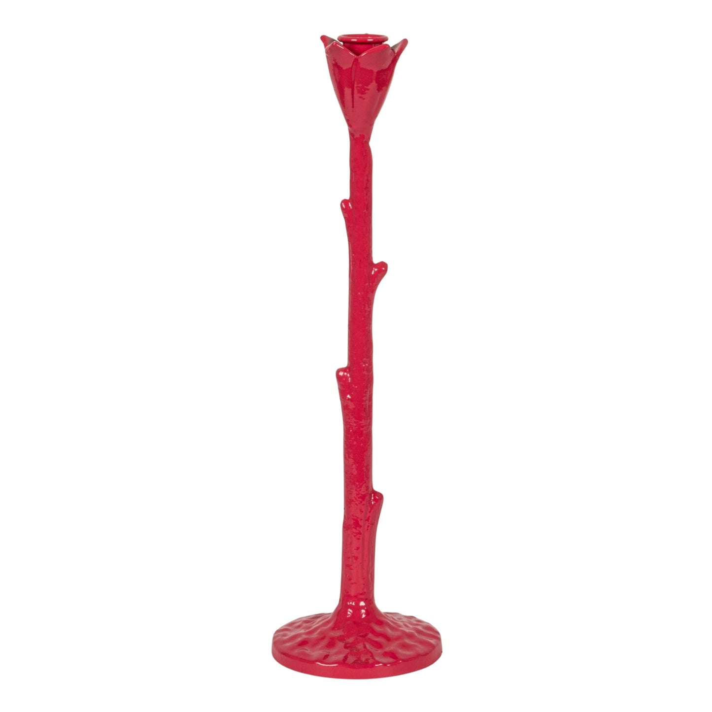 Creative Co-Op Tall Cast Metal Flower Shaped Taper Holder, Pink