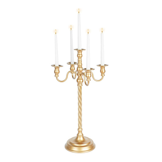 Inweder Tall Floor Candelabra Vintage: Gold 5 Arm Candelabras 22.4" Metal Spiral Opera Candelabra Candle Holder Antique Centerpieces for Christmas Wedding Dinner Party Aisle Reception Set of 1