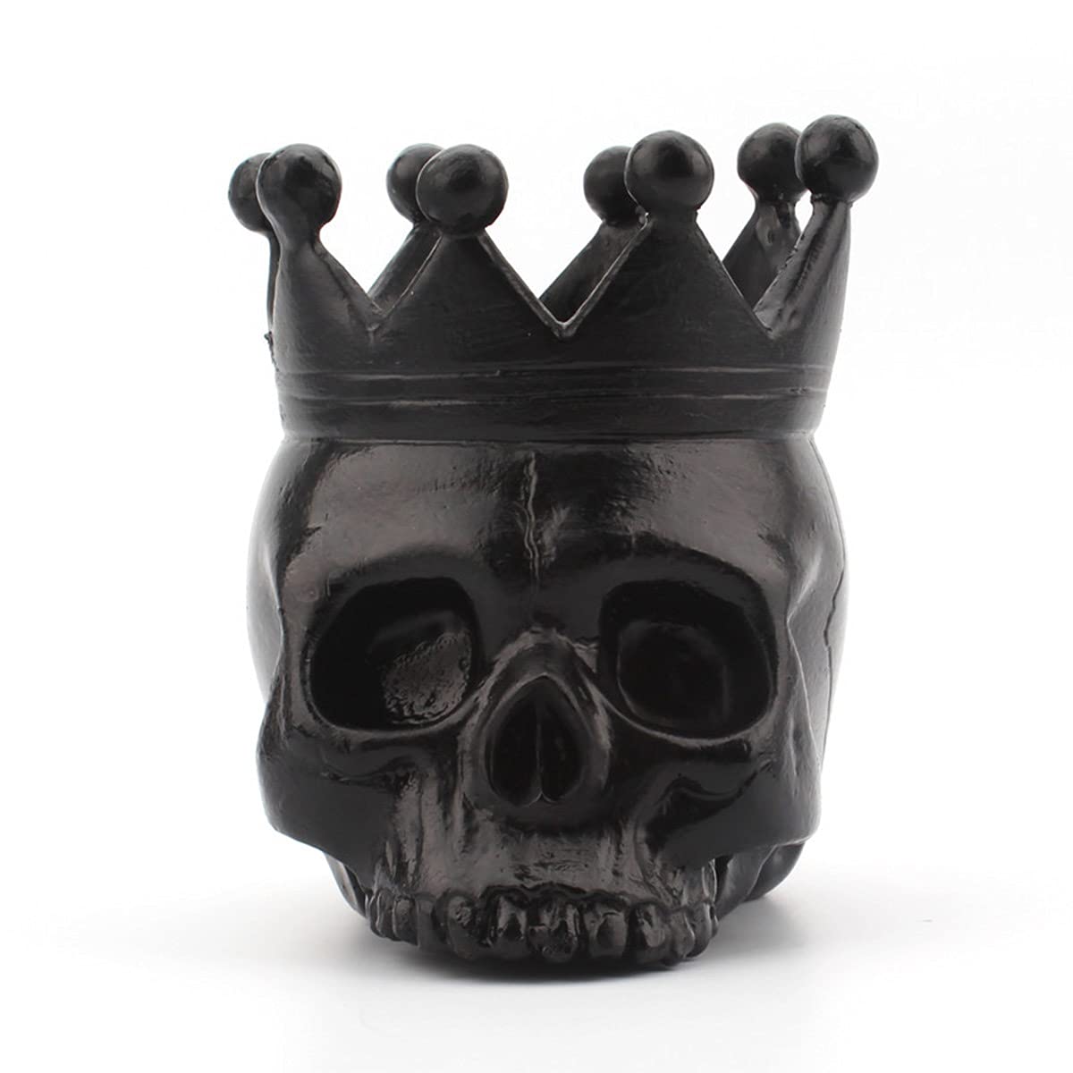 UnionKK 1 PCS Halloween Decorative Skull Candlestick Holder Resin Skeleton Candle Holder Home Bar Decoration (Black Skull)