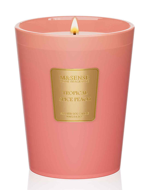 M&SENSE Tropical Spice Peach Soy Candle, 14.1oz 60H, Summer Fruity Home Fragrance, Summer Refresh Aromatherapy Candle for Stress Relief