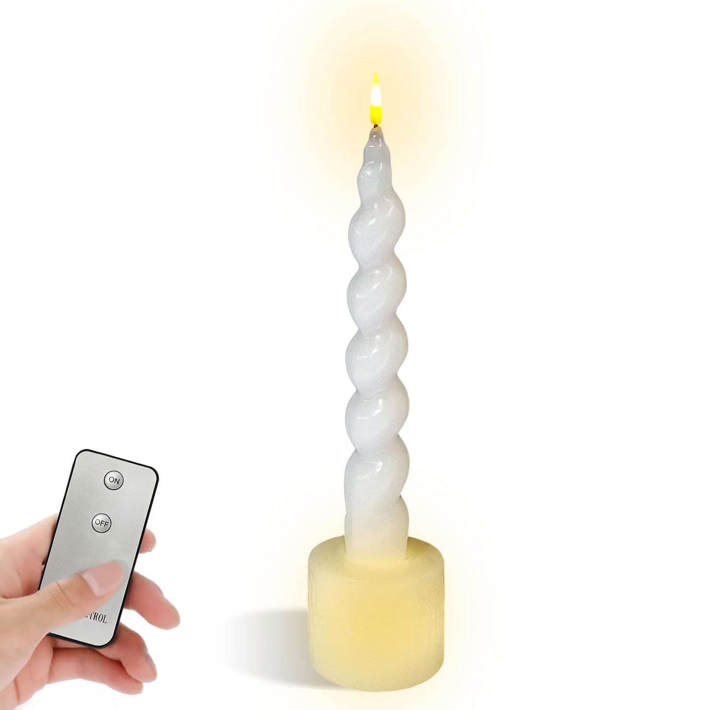 Gedengni Spiral Taper Candle LED Candlesticks, 7.5 Inch Flameless Tapered Candles Battery Candle Sticks Remote Twisted Candlestick for Dinner Holiday Wedding Party Housewarming-2D