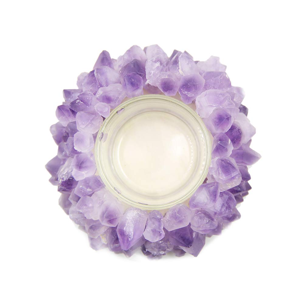 Handmade Natural Amethyst Cluster Quartz Crystal Healing Votive Candle Holder Gemstone Tealight Holder Home Decor Reiki Stone