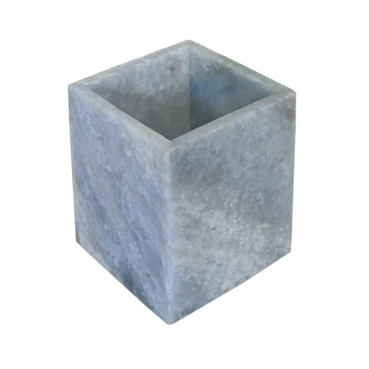 StonePlus Natural Marble Stone Square Storage Container Empty Vessel Holder Cup for Candle/Pens/Sundries items (Blue Crystal Marble)