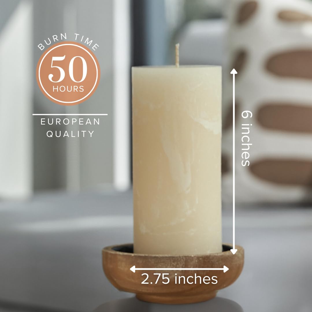 Simply Soson Cinnamon Vanilla Sugar Scented Candle Set - 3x6 Ivory Pillar Candles for Home, Aromatherapy, Women, Fall